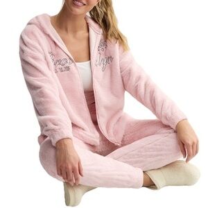 New Harper & Ivy Brooklyn Football full zip Faux Fur Hoodie Soft Comfy Lounge XS